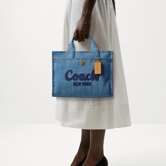 COACh Denim Cargo Tote Bag Color Indigo Denim - Picture 2 of 6